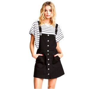 Divided Black Denim Overall Dress